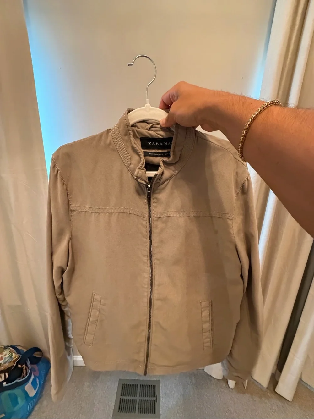 Zara Man Men’s Medium Tan Faux Suede Zip Jacket